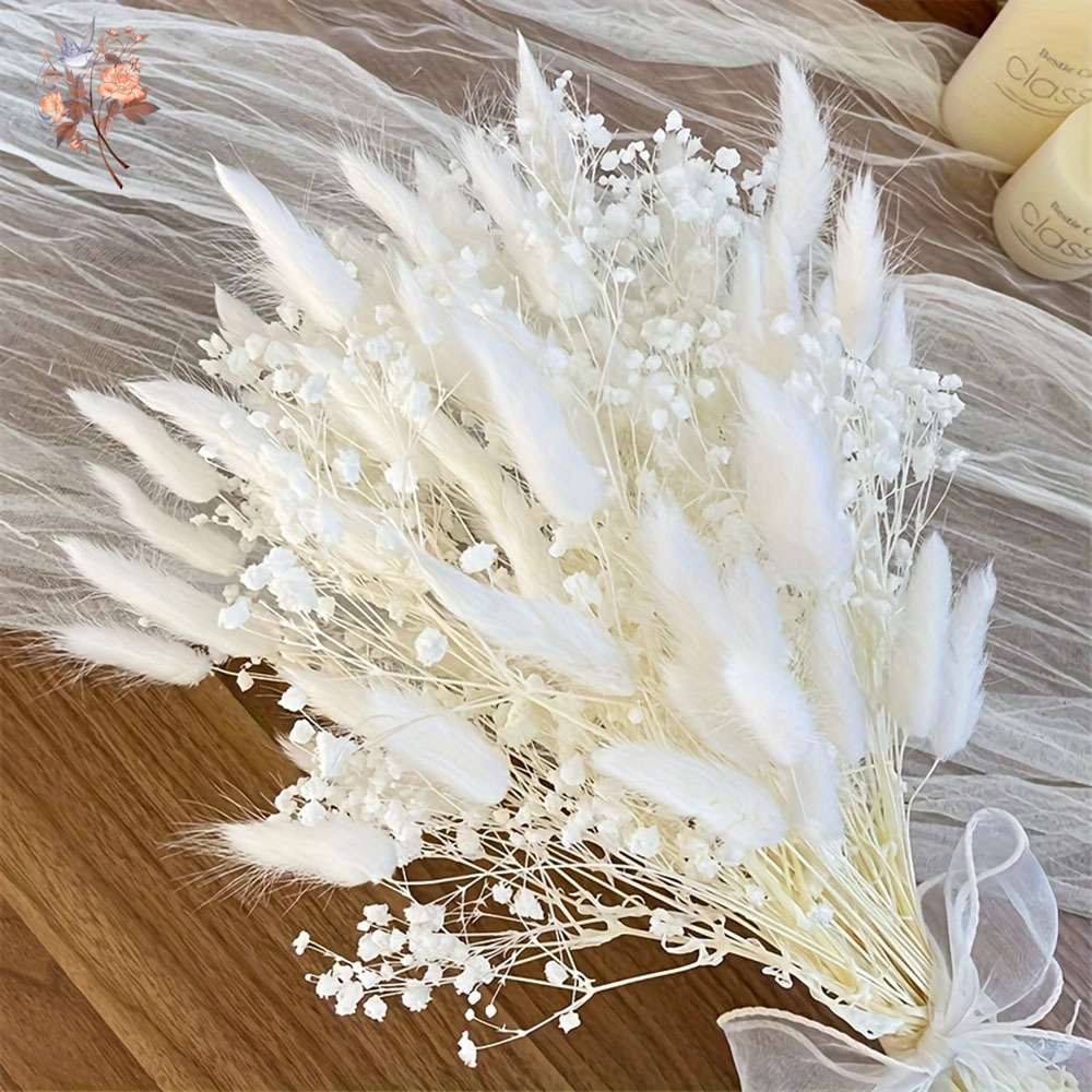 Dried Flower Bunch - 54Pcs 흰색 말린 꽃 신부 Mariage