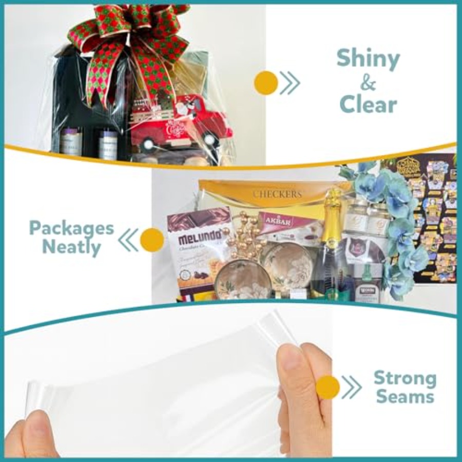 선물 바구니용 수축 포장 백 10개 24x30인치 대형 - Cellophane Wrap Clear 리뷰 및 가격