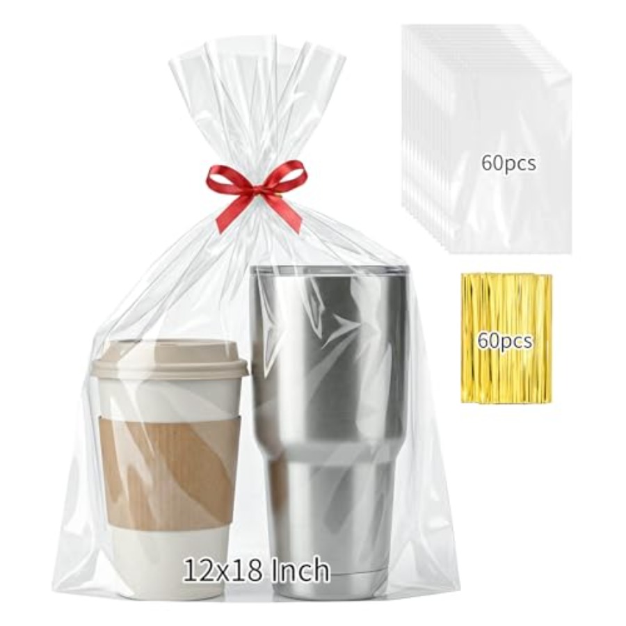 60개 셀로판 선물 포장지 12x18인치 투명 간식 포 - Cellophane Wrap Clear 리뷰 및 가격