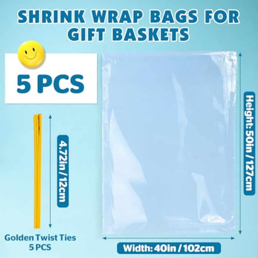 5개입 특대형 수축 포장 백, 40x50인치 선물 바구 - Cellophane Wrap Clear 리뷰 및 가격