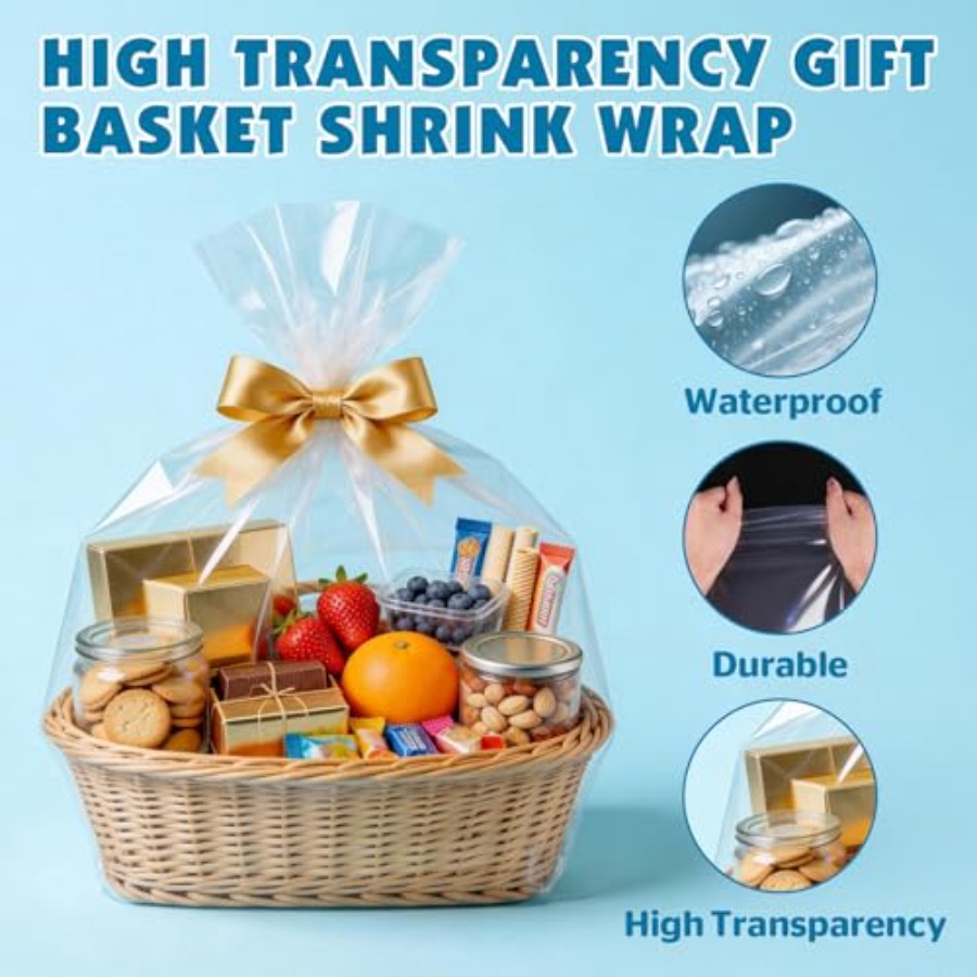 5개입 특대형 수축 포장 백, 40x50인치 선물 바구 - Cellophane Wrap Clear 리뷰 및 가격