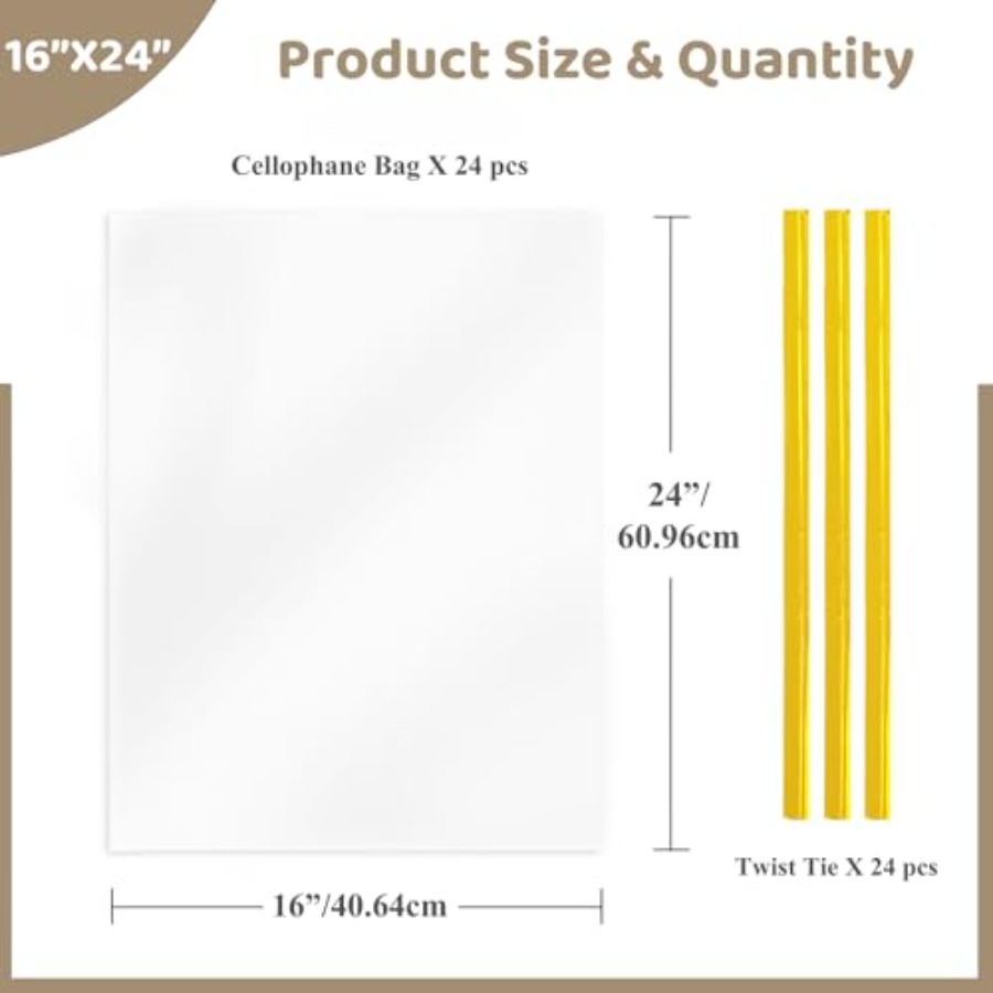 선물 바구니용 셀로판 포장지 16x24인치 24개 대형 - Cellophane Wrap Clear 리뷰 및 가격