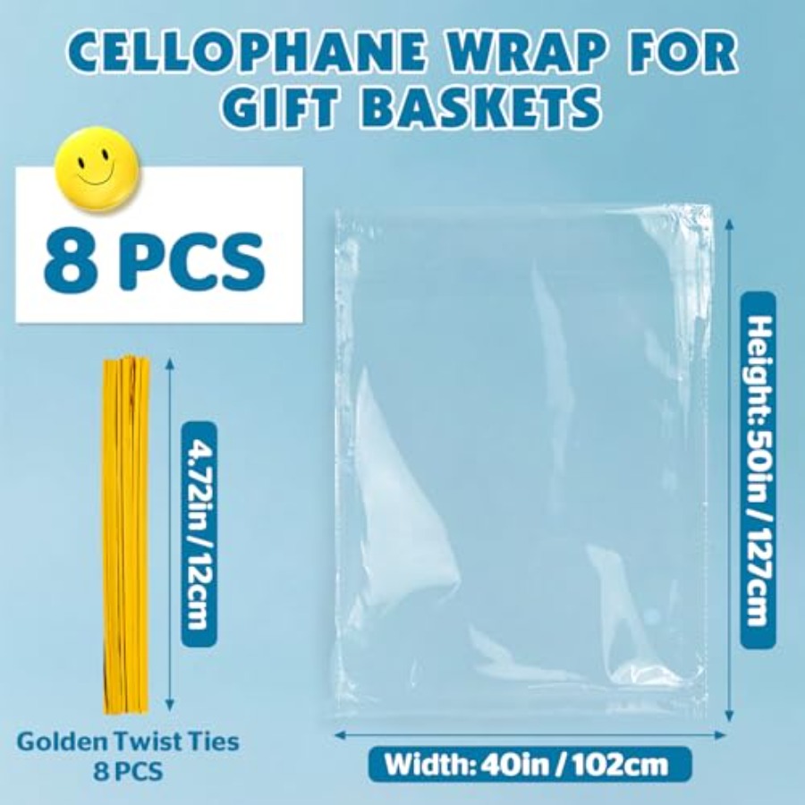 대형 셀로판 가방 8개, 40 x 50인치 선물 바구니 - Cellophane Wrap Clear 리뷰 및 가격